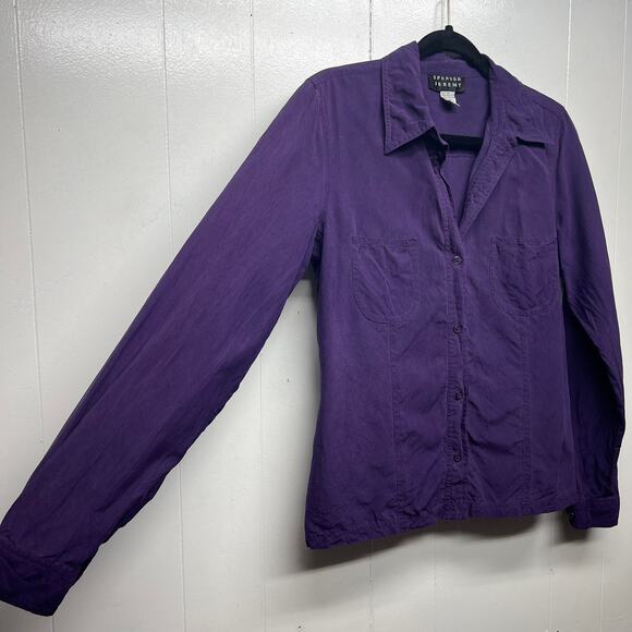 Spenser Jeremy 100% Silk Button Down Long Sleeve Purple Shirt Women's Size Small - Picture 5 of 10